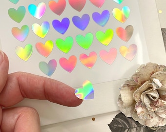12mm Vinyl Holographic Heart Stickers, Waterproof Heart Decals, Vinyl Decals