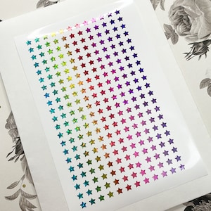 4mm Rainbow Ombre Sparkly Star Stickers, Tiny Stars Stickers, Vinyl Holo Stickers, Holographic Stickers, Planner Stickers