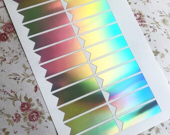 Ribbon Page Flags, 40x10mm Flags, Holographic Flags, Planner Stickers, Vinyl Stickers