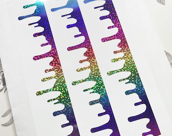 Vinyl 5 Inch Sparkle Rainbow Ombre Drips Stickers