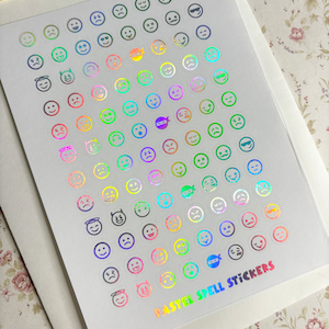 Holographic Emoticon Stickers Planner Stickers, Clear Mood Tracker Stickers, 8mm Emoji Stickers