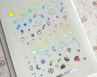 Tiny Holographic Foiled Scattered Constellation Stickers, Zodiac Stickers, Holographic Option, Tiny Sticker, Space Stickers, SciFi Stickers