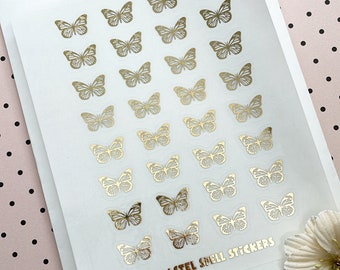 Clear Gold Foil Butterfly Stickers, 15mm Gold Stickers, Nature Stickers, Butter Fly