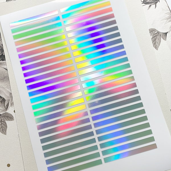 1.5 Inch Holographic Vinyl Strips, Long Rectangle Stickers, Border Stickers, Planner Stickers