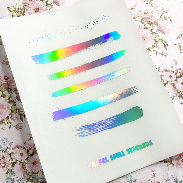 Holographic Swatches Stickers, Clear Stickers, Paint Streak Stickers, Planner Border Stickers