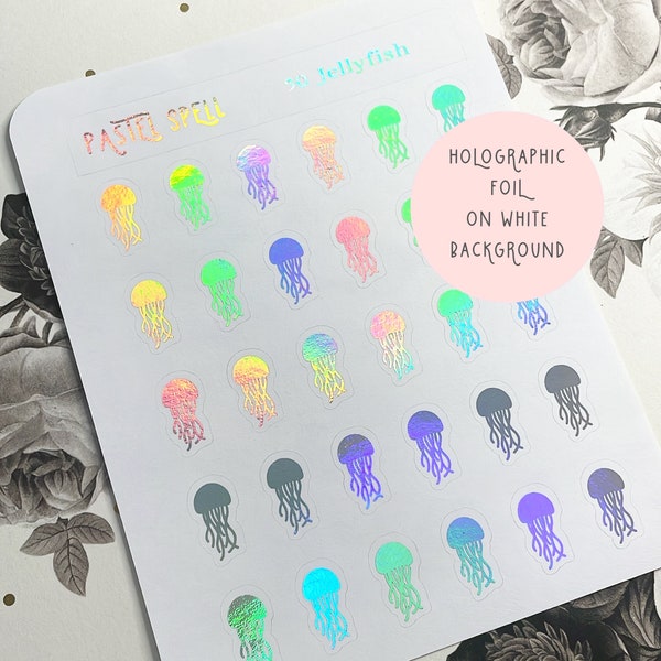 Holographic Jellyfish Stickers, Foil Stickers, Sea Themed Stickers, Ocean Stickers, Sea Life Stickers, Jelly Fish