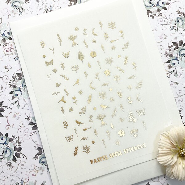 Gold Leaf Stickers Etsy