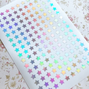 Vinyl 8mm Iridescent Star Stickers, Tiny Holographic Star Stickers, Holo Stickers, Holographic Stickers, Planner Stickers