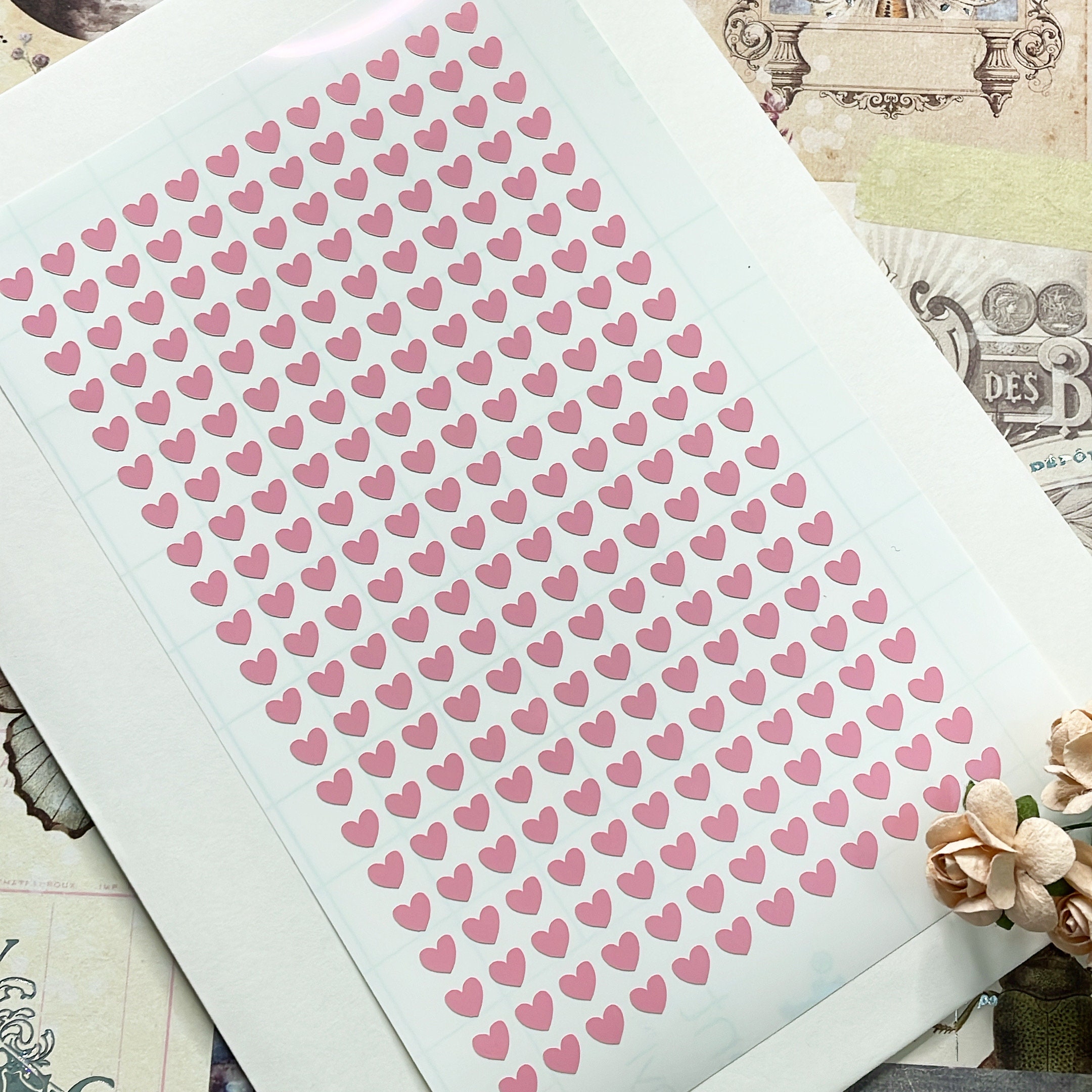 Pink Hearts, 6mm Tiny Heart Stickers, Planner Stickers, Vinyl Stickers