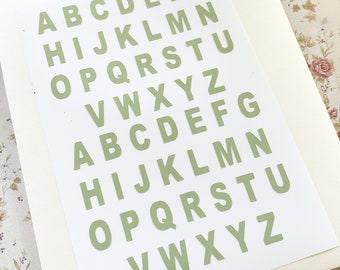 12mm Vinyl Letters Pastel Green Waterproof Letter Stickers Alphabet Decals