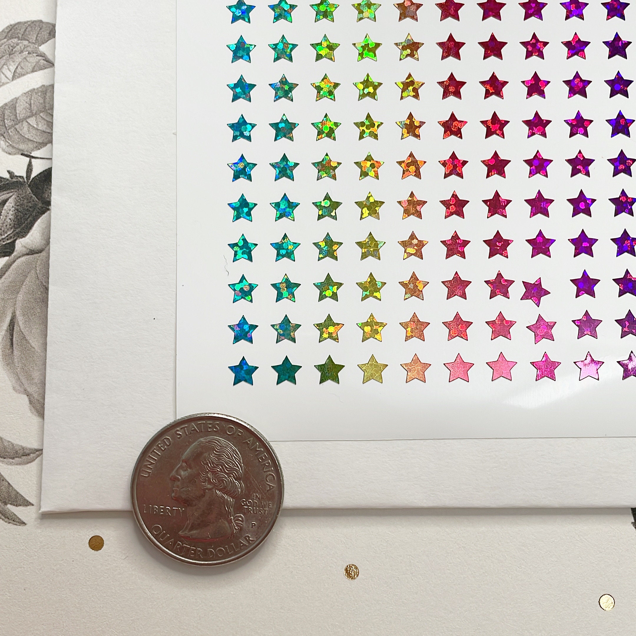 Vinyl 8mm Iridescent Star Stickers, Tiny Holographic Star Stickers