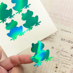 1.25 Inch Vinyl Frogs, Holographic Frog Stickers For Tumblers or Laptops