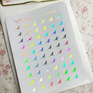 Holographic Tiny Bird Stickers For BuJo Planners image 1