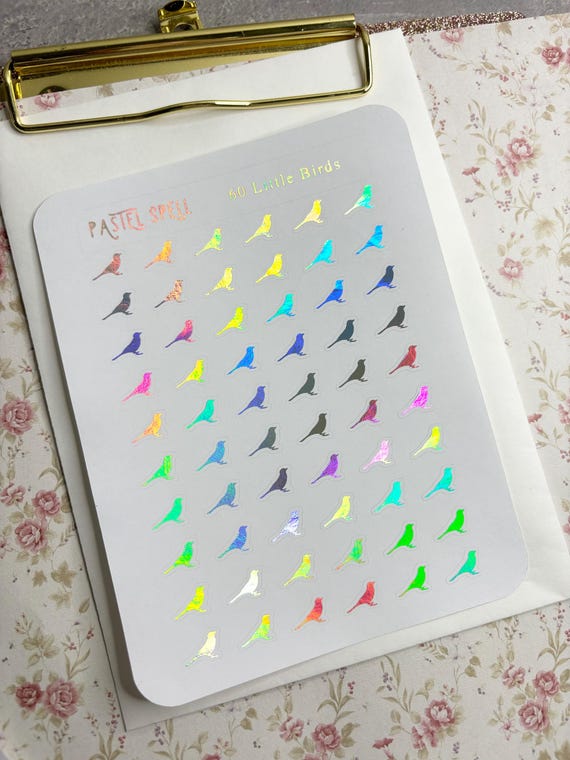 Holographic Tiny Bird Stickers For BuJo Planners