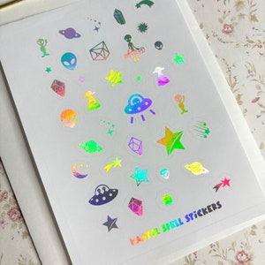 Holographic Alien Stickers, UFO Stickers, Space Stickers, Foil Stickers, SciFi Stickers