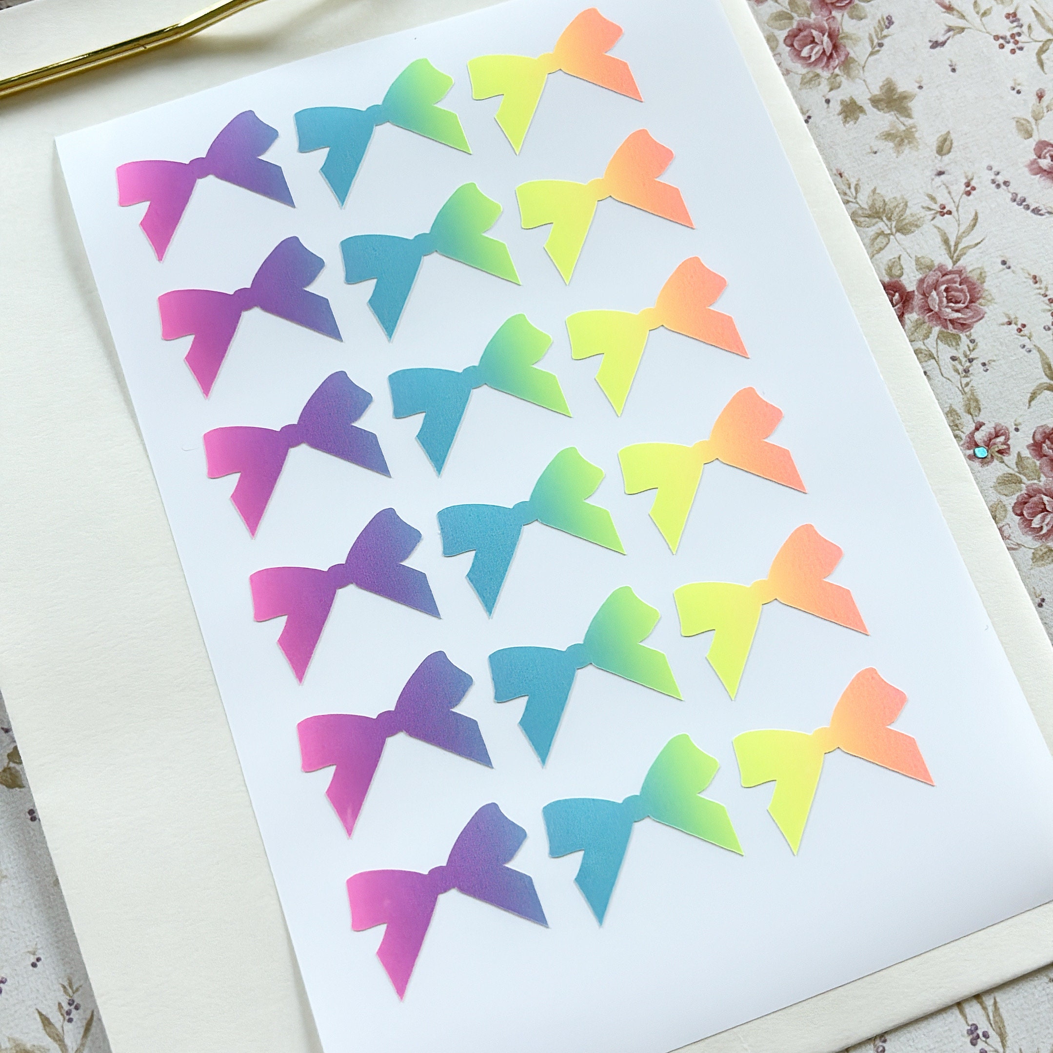 Pastel Rainbow Ribbon Stickers, Envelope Sealers, Envelope Ribbons, Ribbon Sealers, Bow Sealers