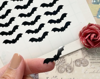 Glossy Black Vinyl Bats Stickers, 1 Inch