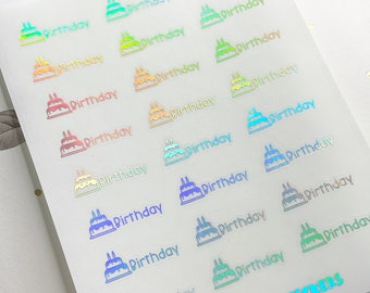 Holographic Birthday Stickers, Date Stickers, Calendar Stickers, Planner Stickers, Schedule Stickers, Functional Stickers