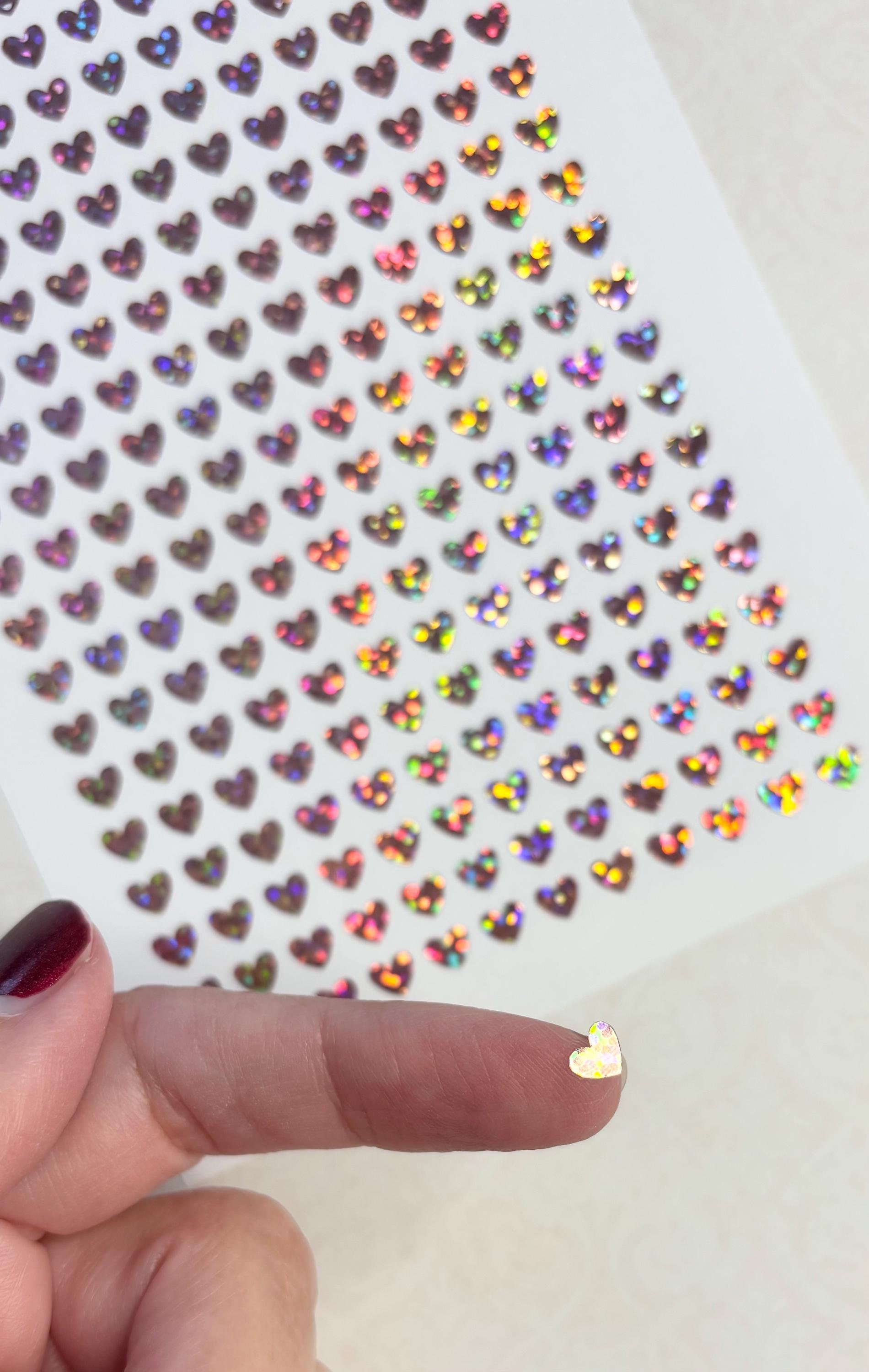6mm Tiny Pink Sparkly Heart Stickers, Vinyl Planner Stickers, Tiny Heart Stickers