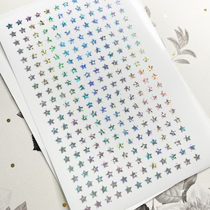 4mm Holographic Sparkly Star Stickers, Tiny Stars Stickers, Vinyl Holo Stickers, Holographic Stickers, Planner Stickers, Rainbow Holographic
