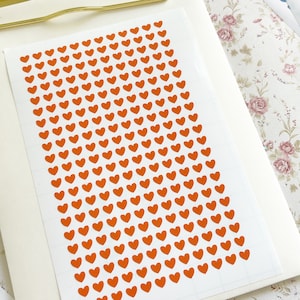 6mm Tiny Orange Heart Stickers For Halloween, Micro Heart Stickers, Tracker Stickers For Planners Vinyl Decals For Tumblers