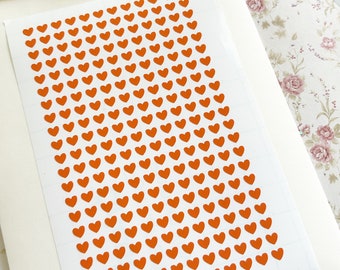 6mm Tiny Orange Heart Stickers For Halloween, Micro Heart Stickers, Tracker Stickers For Planners Vinyl Decals For Tumblers