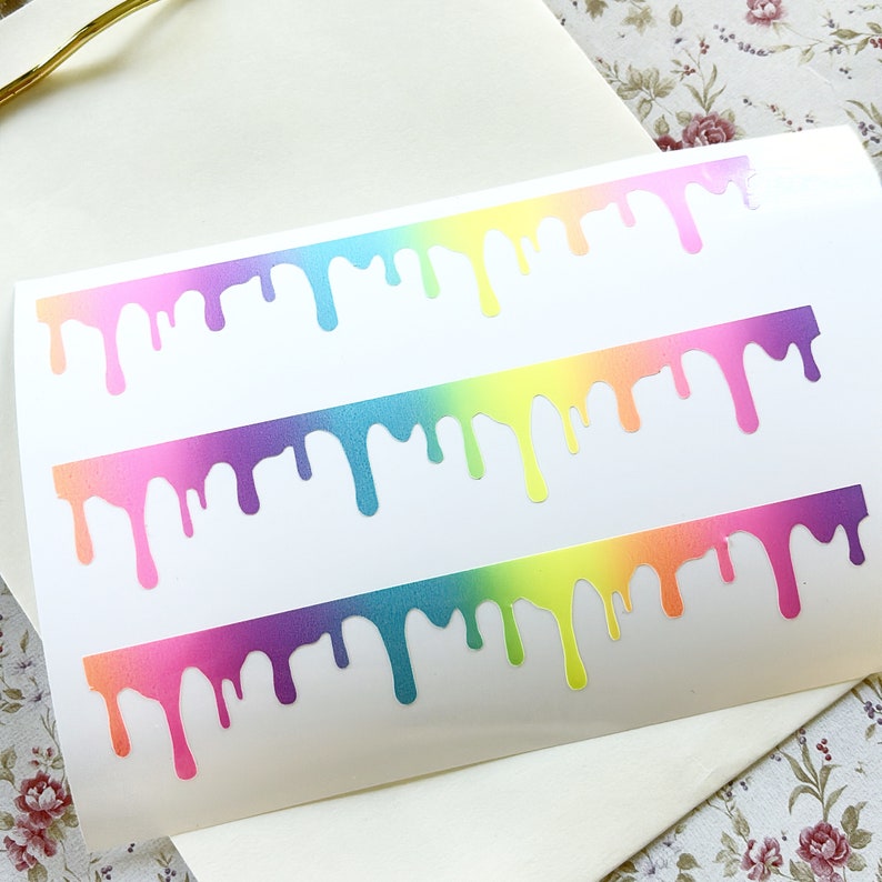 Sticker That Fade Color Vinyl 5 Inch Long Pastel Rainbow Ombre Drips Stickers, Waterproof Vinyl ...