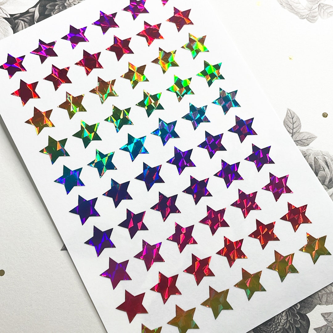 12mm Vinyl Holographic Rainbow Star Stickers Planner Etsy