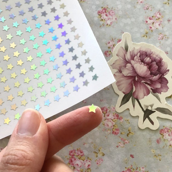 4mm Holographic Star Stickers, Tiny Stars Stickers, Vinyl Holo