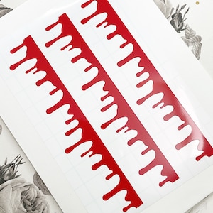 Vinyl 5 Inch Long Red Drips Stickers, Slime Stickers, Halloween Stickers, Goth Stickers, Blood Drip Stickers