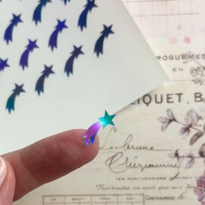 Holographic Shooting Star Stickers, Tiny Stars Stickers, Vinyl Holo Stickers, Holographic Stickers, Planner Stickers, Rainbow Holographic