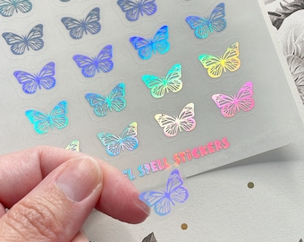 Clear Holographic Foil Butterfly Stickers, 15mm Holographic Stickers