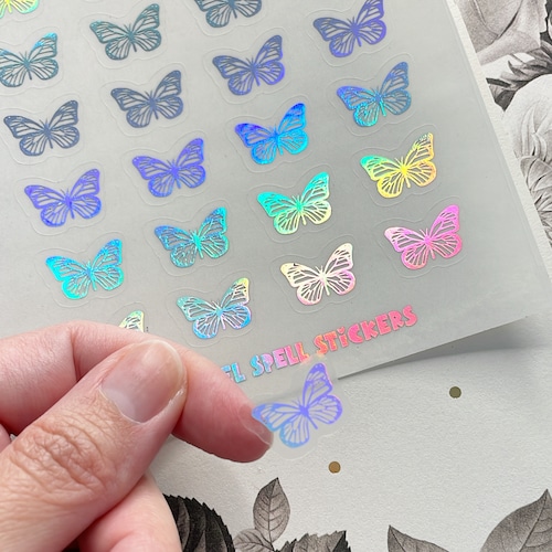 Clear Holographic Foil Butterfly Stickers 15mm Holographic Etsy