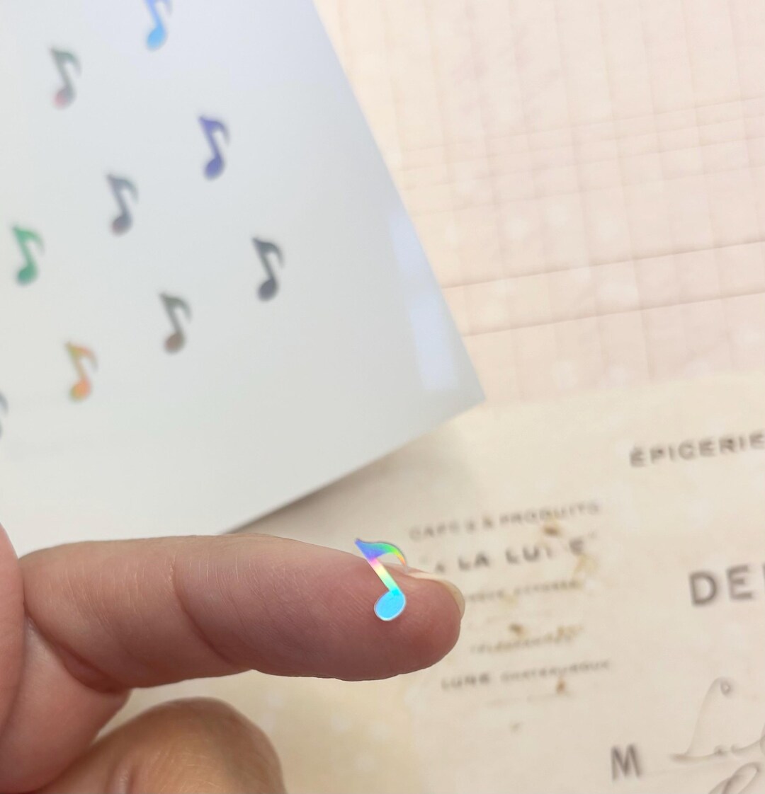 Tiny Musical Note Stickers, 8mm Holographic Vinyl Decals for Any ...