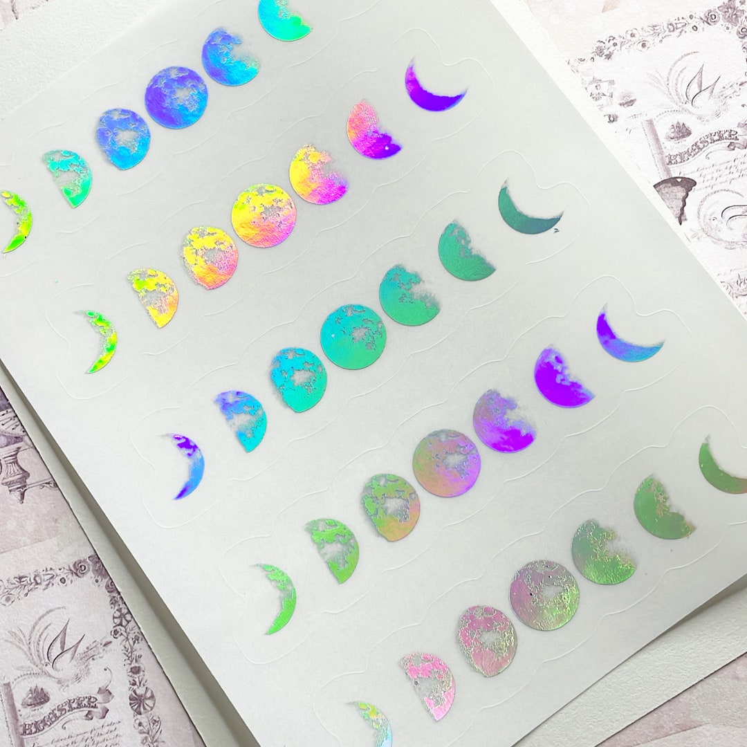 Large Moon Phases Stickers, Holographic Moons, Clear Stickers, Phases ...