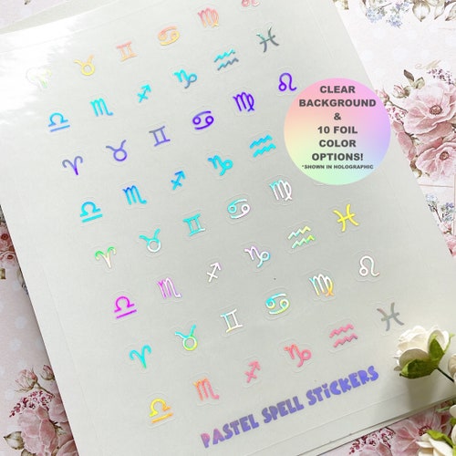 Zodiac Symbols Astrology Stickers Clear Holographic Etsy