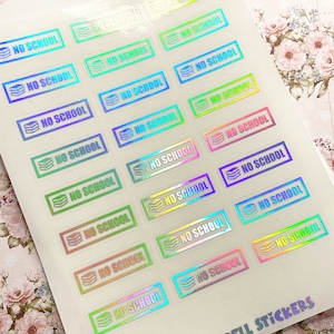 NO SCHOOL Stickers 30x10mm Schedule Stickers for Planners, Bullet Journals or Stickers For Calendars
