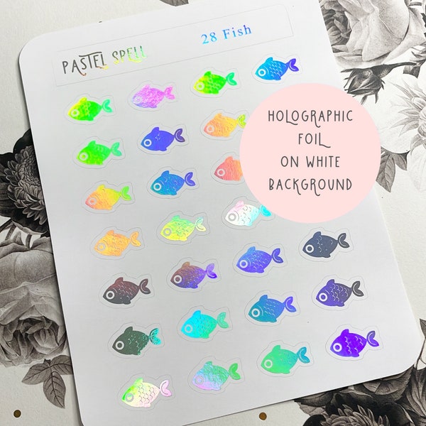 Holographic Fish Stickers, Foil Stickers, Sea Themed Stickers, Ocean Stickers, Sea Life Stickers