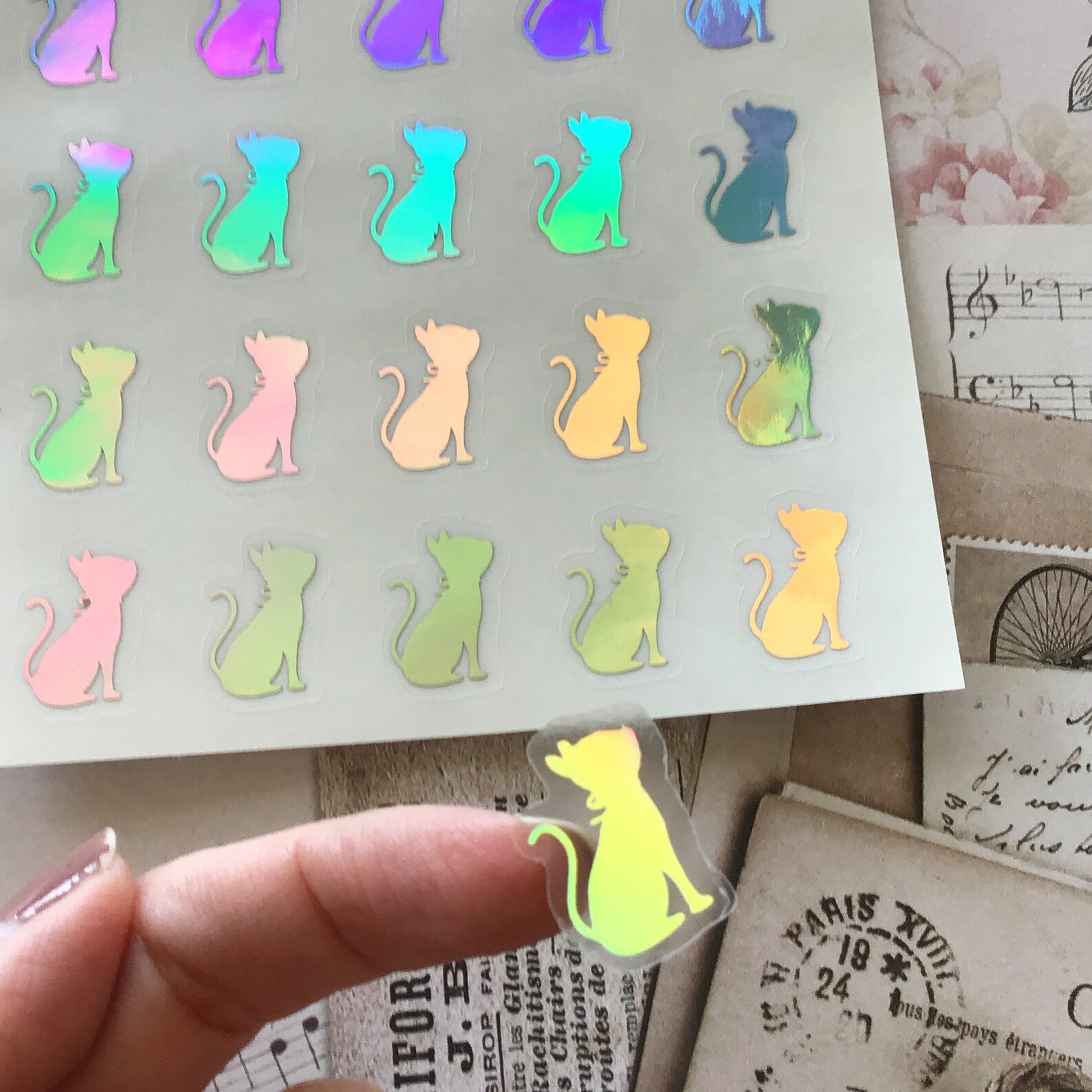 Holographic Pretty Kitty Cat Sticker Holographic Cat Etsy