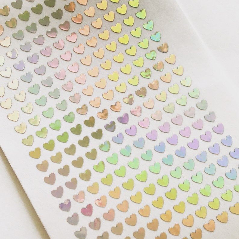 4mm Tiny Rainbow Holographic Heart Stickers Vinyl Planner Etsy