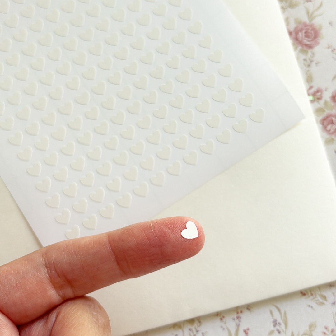 6mm Tiny Heart Stickers, Vinyl White Hearts Stickers, Planner Stickers ...