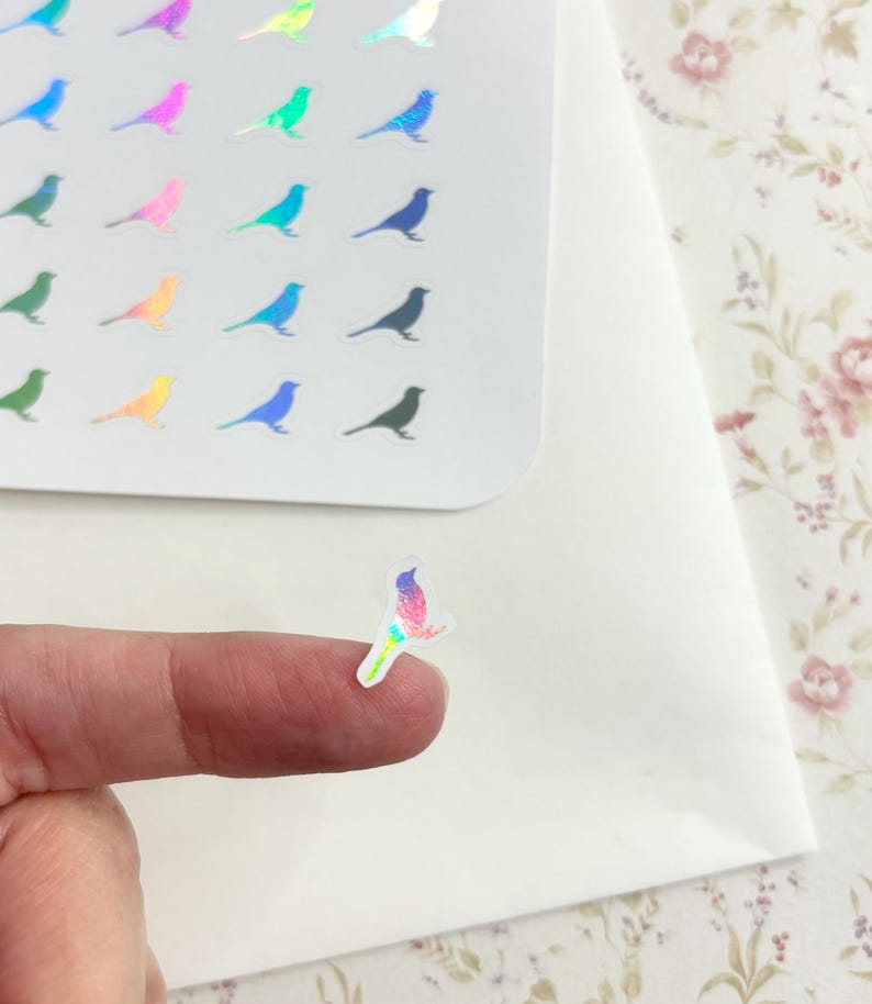 Holographic Tiny Bird Stickers For BuJo Planners image 2