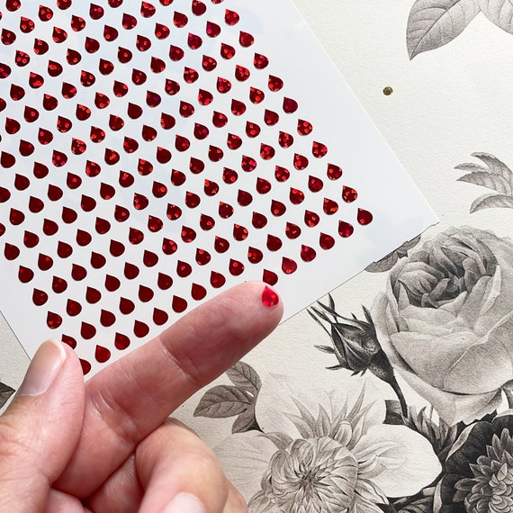 4mm Red Sparkle Drops Period Tracker Stickers Vinyl Raindrop Decals for Tumblers