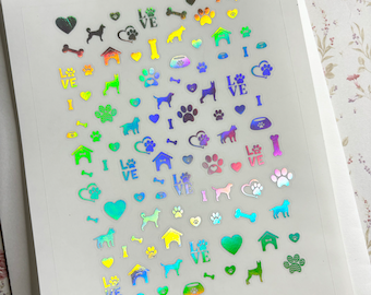 Scattered Dog Stickers Clear Sheet, Cute Dog,  Pet Stickers, Puppy Stickers, Dog Lovers