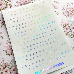 Tiny Clear Letter Stickers, Holographic Alphabet Stickers, Typewriter Stickers, BuJo Stickers, Planner Stickers, Clear Stickers