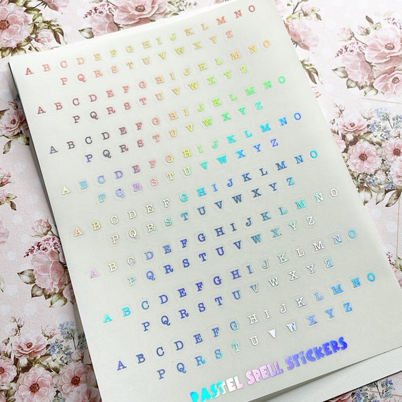 Tiny Clear Letter Stickers, Holographic Alphabet Stickers, Typewriter Stickers, BuJo Stickers, Planner Stickers, Clear Stickers