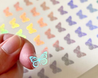 12mm Clear Butterfly Stickers, Holographic Butterflies, Planner Stickers