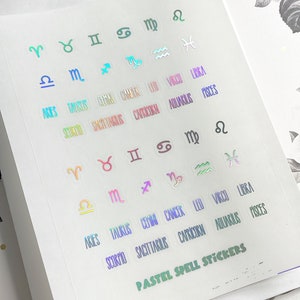 Zodiac Stickers, Holographic Zodiac Signs, Astrology Stickers, Foil Stickers, Horoscope Stickers, Wicca Stickers