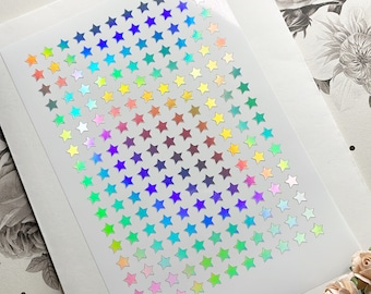 Tiny 6mm Silver Holographic Star Stickers, Vinyl 6mm Star Stickers, Holo Stickers, Holographic Stickers, Planner Stickers
