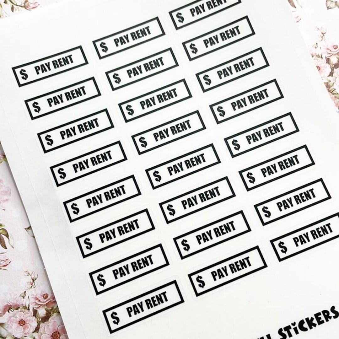 Sticker High Rent PAY RENT 30x10mm Schedule Stickers for Planners, Foiled on Clear or ...
